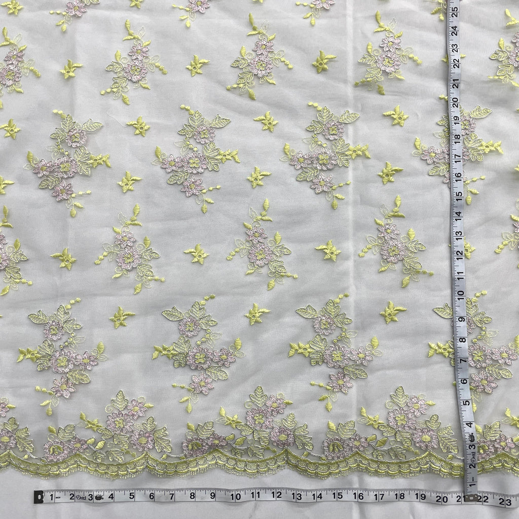 Corded Bridal Lace Fabric Embroidered on 100% Polyester Net Mesh | Lace USA - 97158W